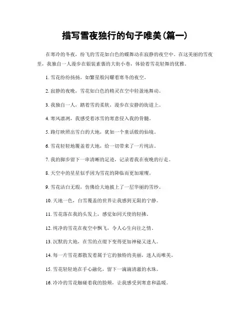 描写雪夜独行的句子唯美(精选两篇)