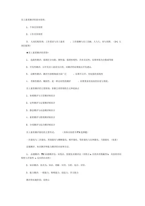 员工素质测评的基本原理#