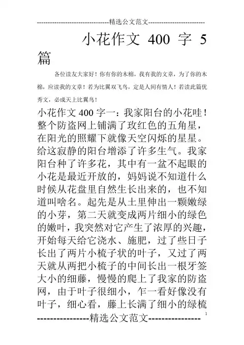小花作文400字5篇