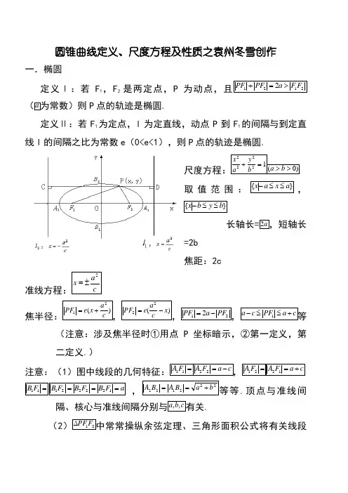圆锥曲线的定义 考点 大全