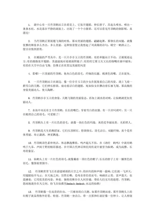 描写丹顶鹤的句子