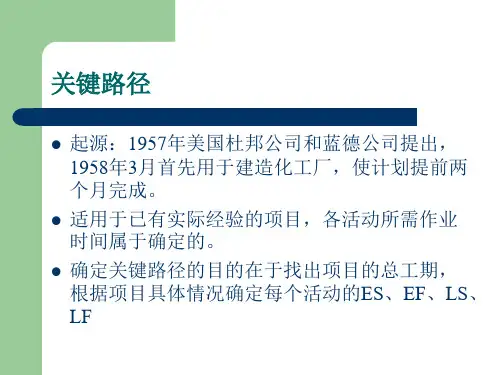 关键路线法(CPM)分析