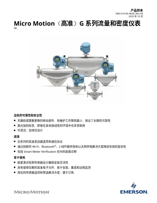 艾默生 Micro Motion G系列流量和密度仪表 说明书