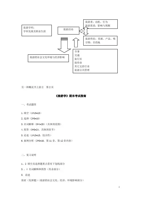 旅游学期末考试指南(最新)