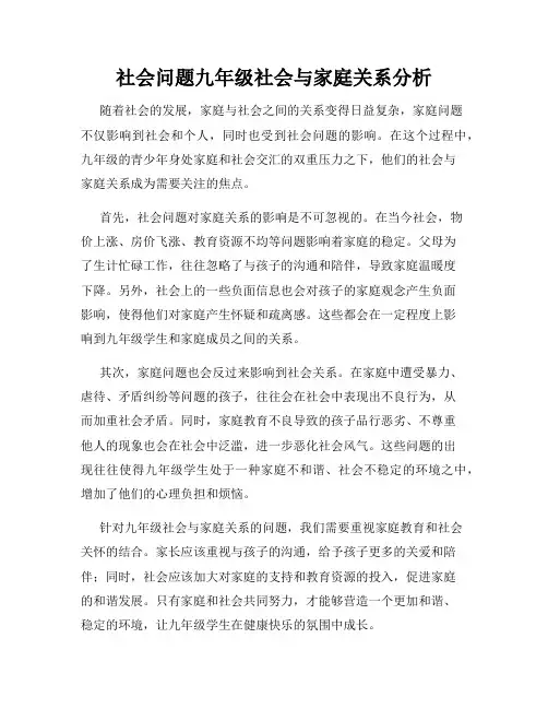 社会问题九年级社会与家庭关系分析