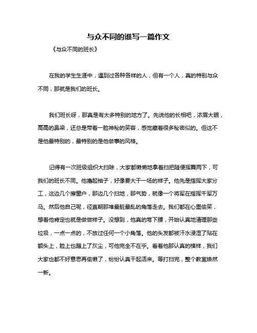 与众不同的谁写一篇作文