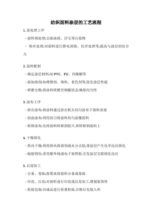 纺织面料涂层的工艺流程