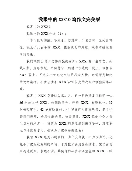 我眼中的XXX10篇作文完美版