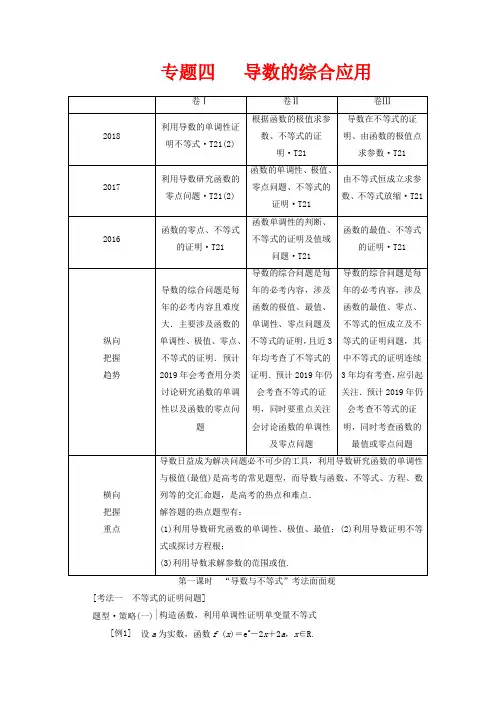 高考数学第一部分专题四导数的综合应用(第一课时)“导数与不等式”考法面面观理(重点生,含解析)