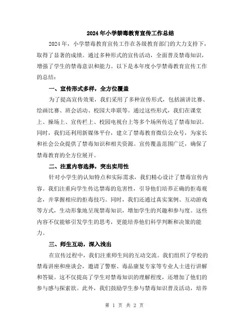 2024年小学禁毒教育宣传工作总结