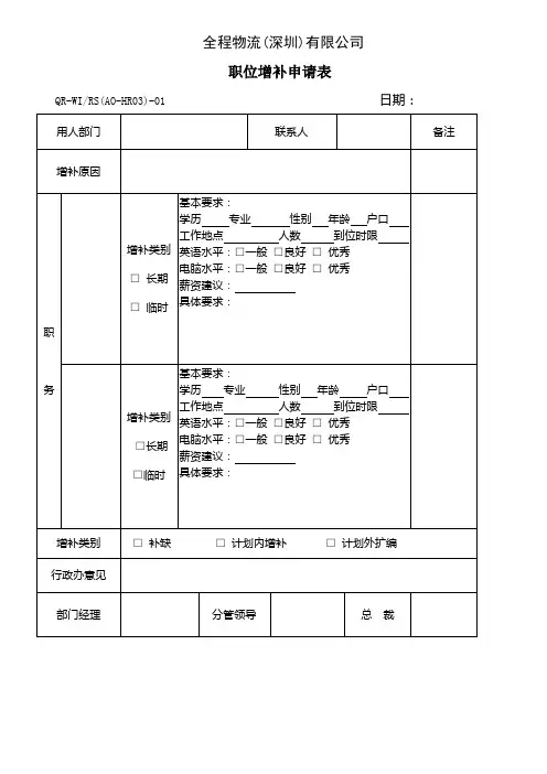 招聘表格