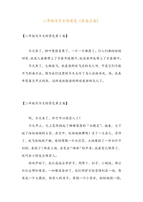 二年级写冬天的景色(优选3篇)