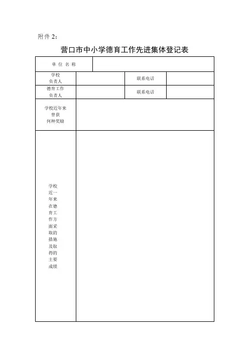 各项荣誉登记表