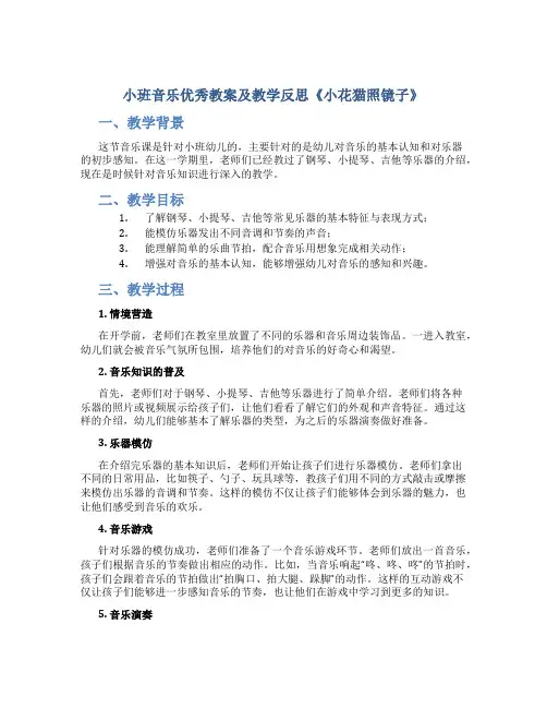 小班音乐优秀教案及教学反思《小花猫照镜子》