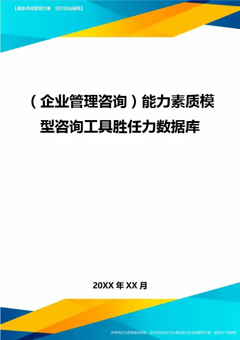企业管理咨询能力素质模型咨询工具胜任力数据库