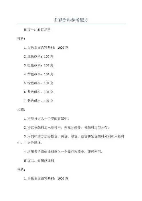 多彩涂料参考配方