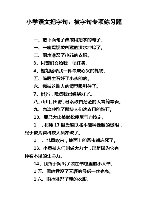 小学语文把字句被字句专项练习题