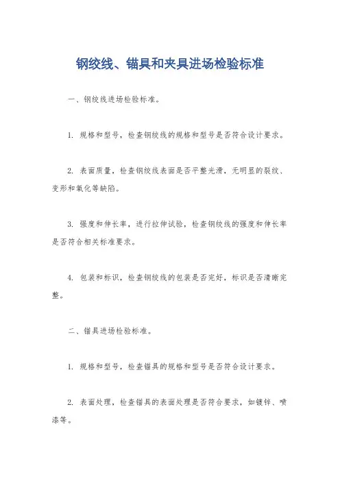 钢绞线、锚具和夹具进场检验标准