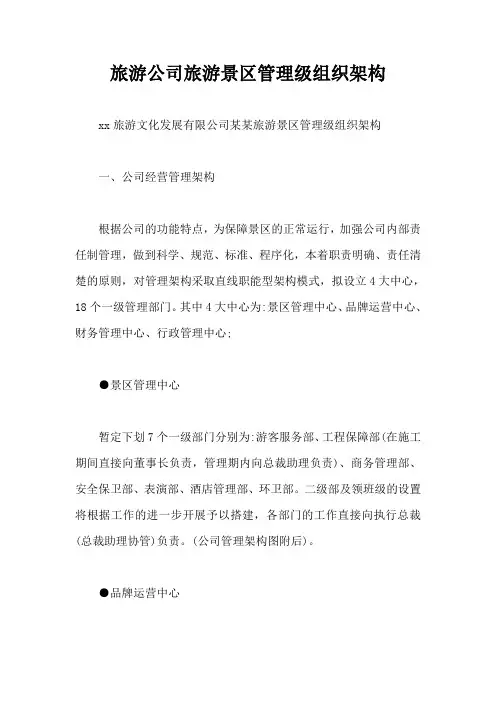 旅游公司旅游景区管理级组织架构【最新】