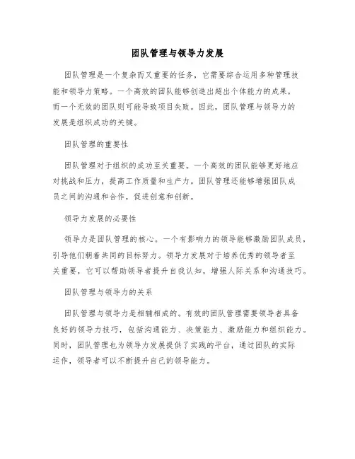 团队管理与领导力发展
