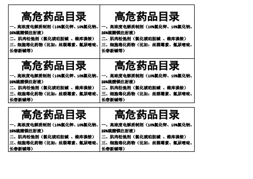 高危药品目录