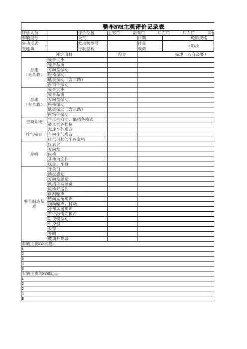 NVH评价表