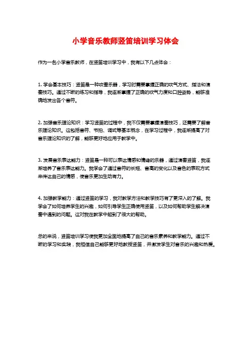 小学音乐教师竖笛培训学习体会