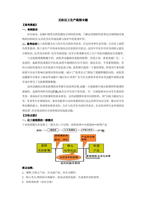 2018高考化学二轮复习《无机化工生产流程》专题