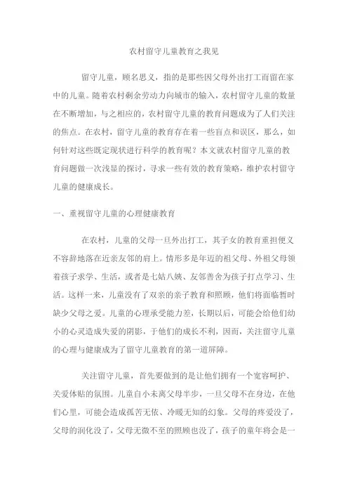 农村留守儿童教育之我见