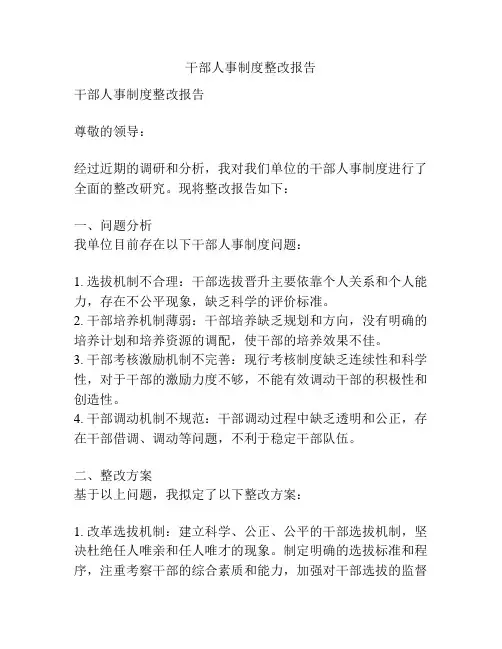 干部人事制度整改报告