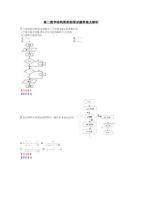 高二数学结构图流程图试题答案及解析
