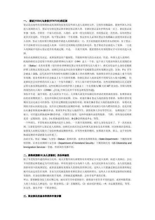 移民美国：签证、绿卡、永久居留、职业移民、亲属移民种种