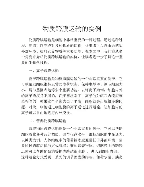 物质跨膜运输的实例 3