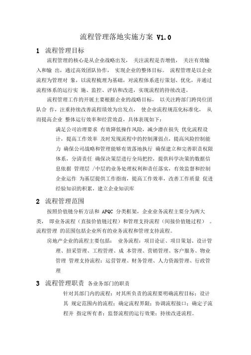 流程管理落地实施方案