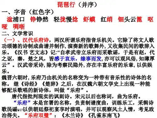 《琵琶行》ppt复习课件