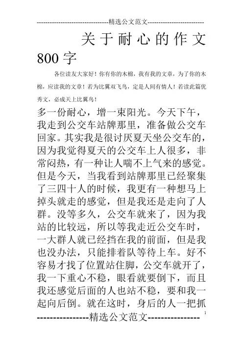 关于耐心的作文800字