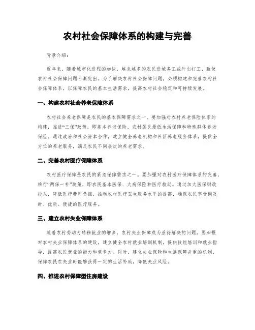 农村社会保障体系的构建与完善