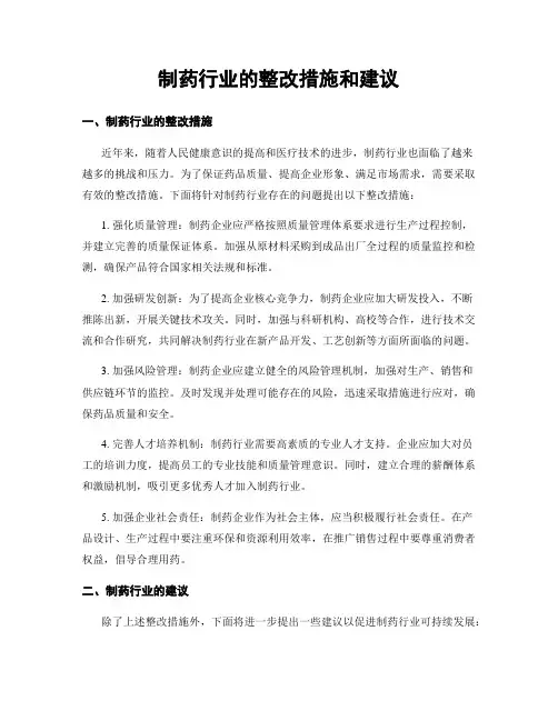制药行业的整改措施和建议