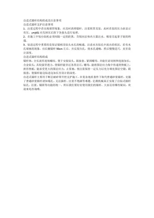 自进式锚杆结构组成及注意事项