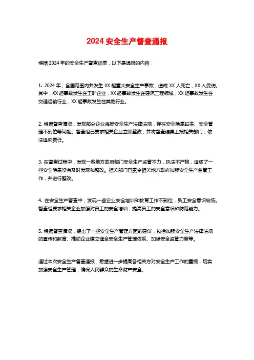 2024安全生产督查通报