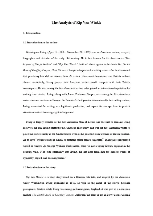 The Analysis of Rip Van Winkle