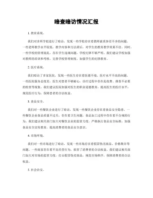 暗查暗访情况汇报