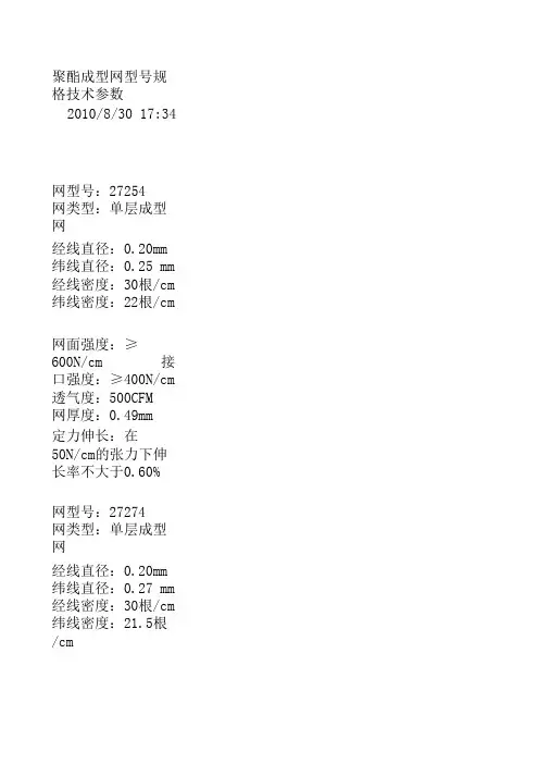成型网的型号和规格