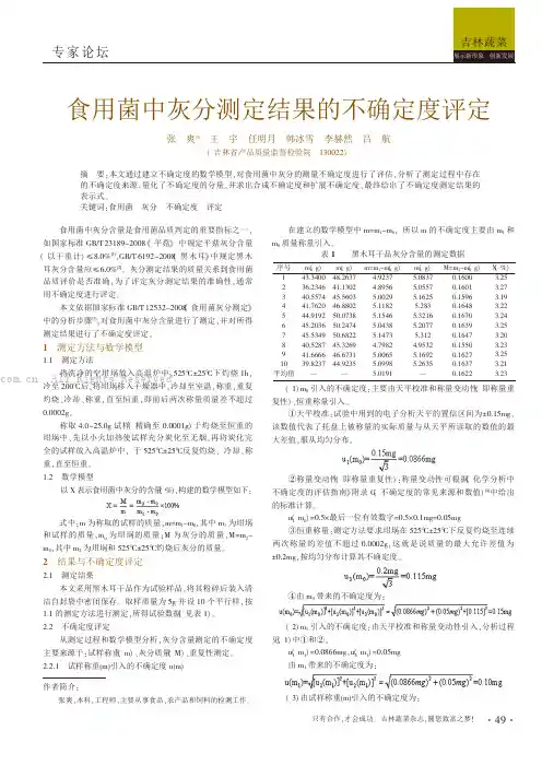食用菌中灰分测定结果的不确定度评定