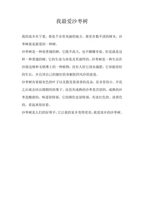 三年级状物我最爱沙枣树