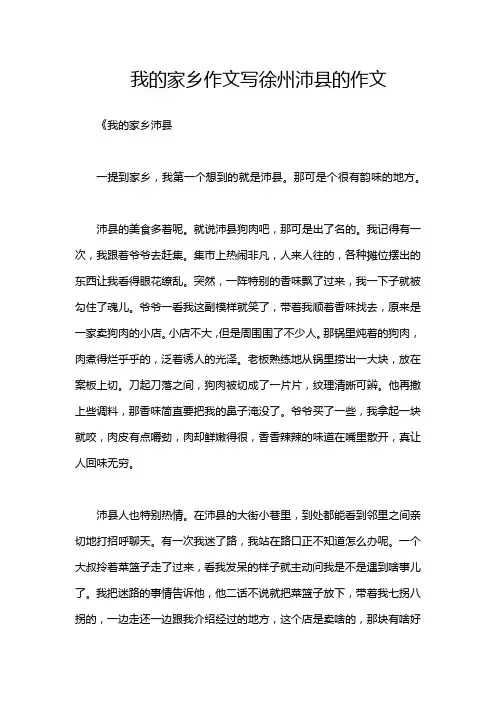 我的家乡作文写徐州沛县的作文