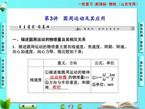 2013山东高考一轮复习第四章第3讲第3讲 圆周运动及其应用