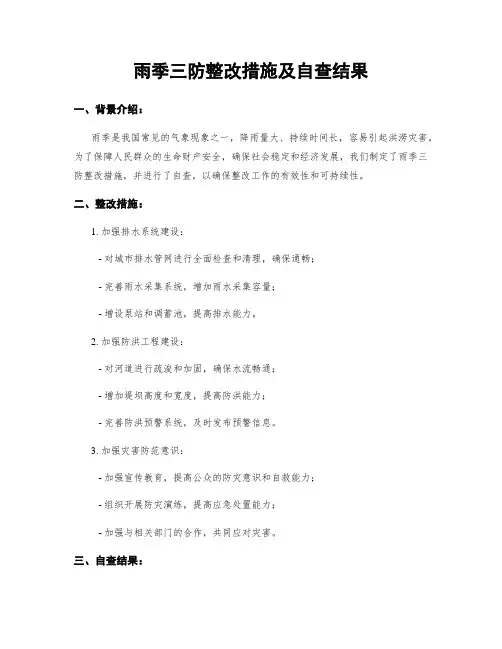 雨季三防整改措施及自查结果
