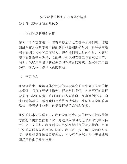 党支部书记培训班心得体会精选