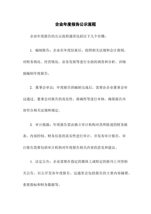 企业年度报告公示流程
